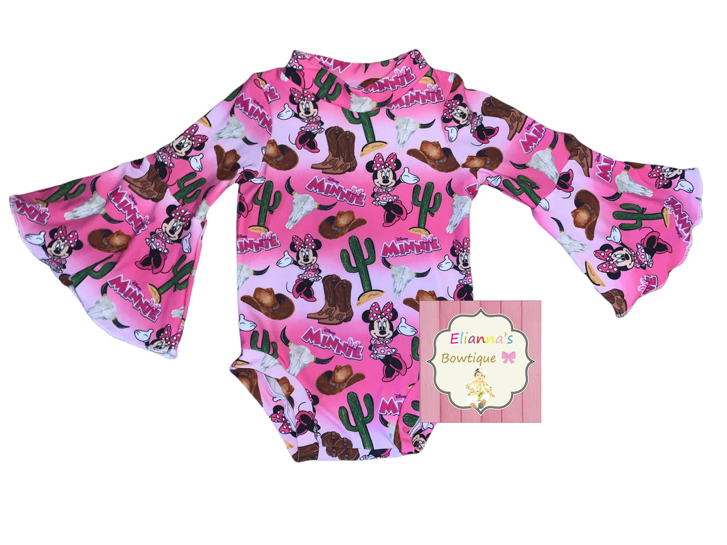 Western Minnie Mouse bell sleeve Leotard /leotardo/western/EXCLUSIVE