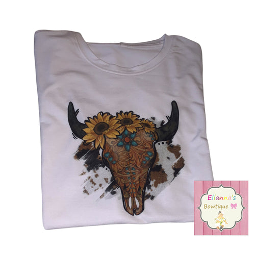 Cowhide Sunflower bull shirt/ motherdaughter