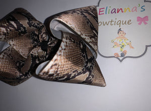 Snakeskin print Hair Bow / moño /vibora - Elianna's Bowtique