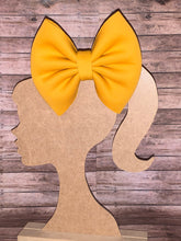 Cargar imagen en el visor de la galería, Baby puff nylon headband /clip bow/dark yellow