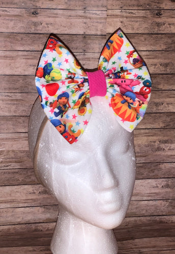 Baby pocoyo nylon headband/clip bow