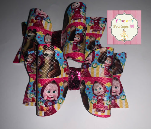 Masha y el oso Piggy tails Set bows/pares/vinyl/chongitos/masha and the bear