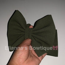 Load image into Gallery viewer, Olive green solid color baby headwrap/ headband/clip bow