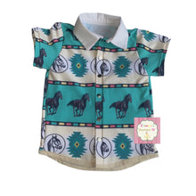 Cargar imagen en el visor de la galería, Horses boy shirt/caballos/EXCLUSIVE/niño/ button up shirt