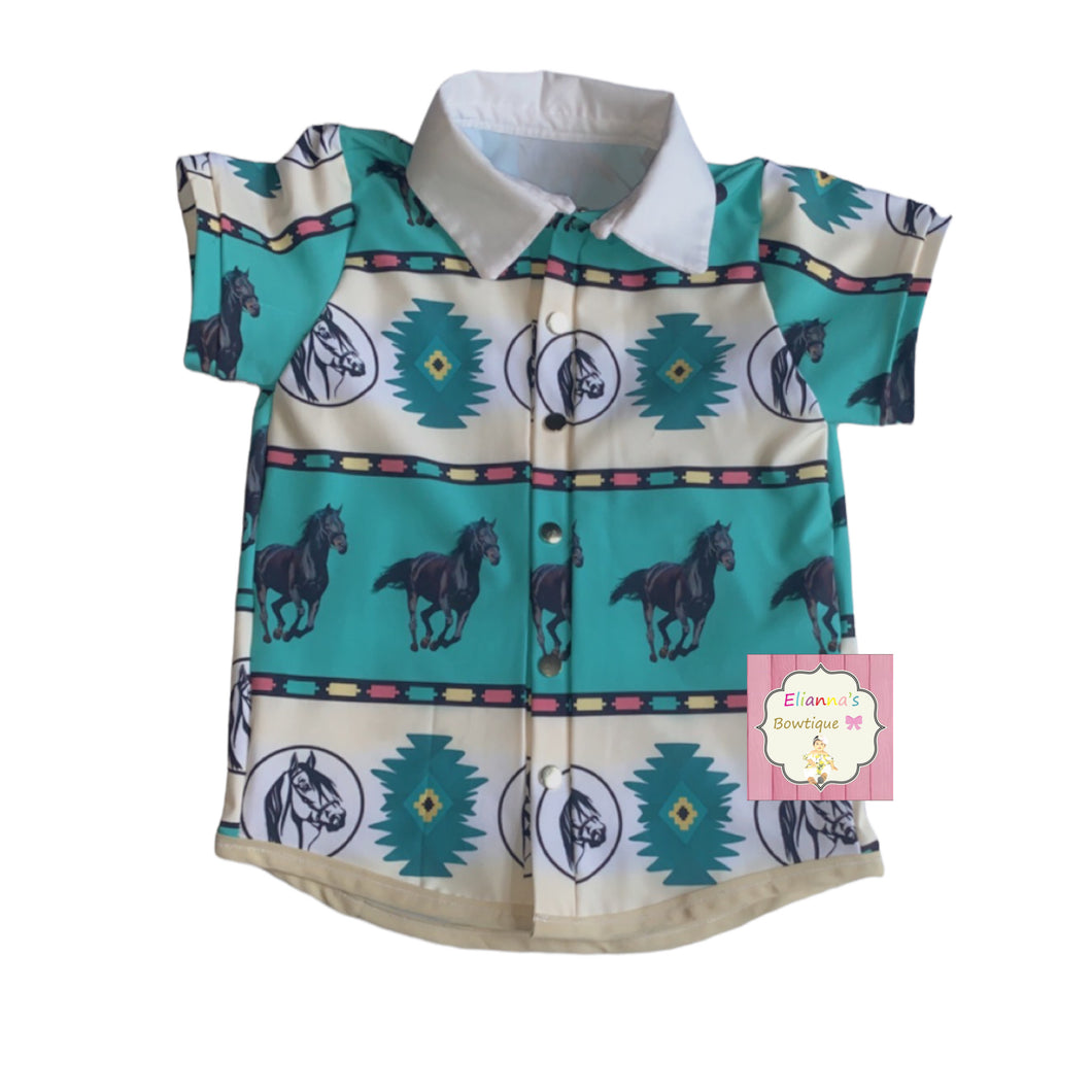 Horses boy shirt/caballos/EXCLUSIVE/niño/ button up shirt