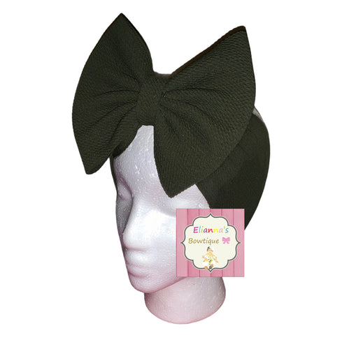 Olive green solid color baby headwrap/ headband/clip bow