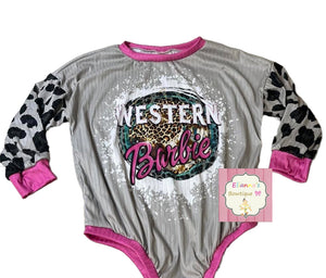 Western Barbie bubble romper /Cowgirl/cow