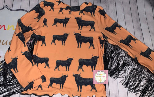 Cattle fringe shirt/toros/western/cowgirl/ bull