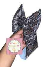 Load image into Gallery viewer, Brown Snake skin headwrap/clip bow/Vibora/