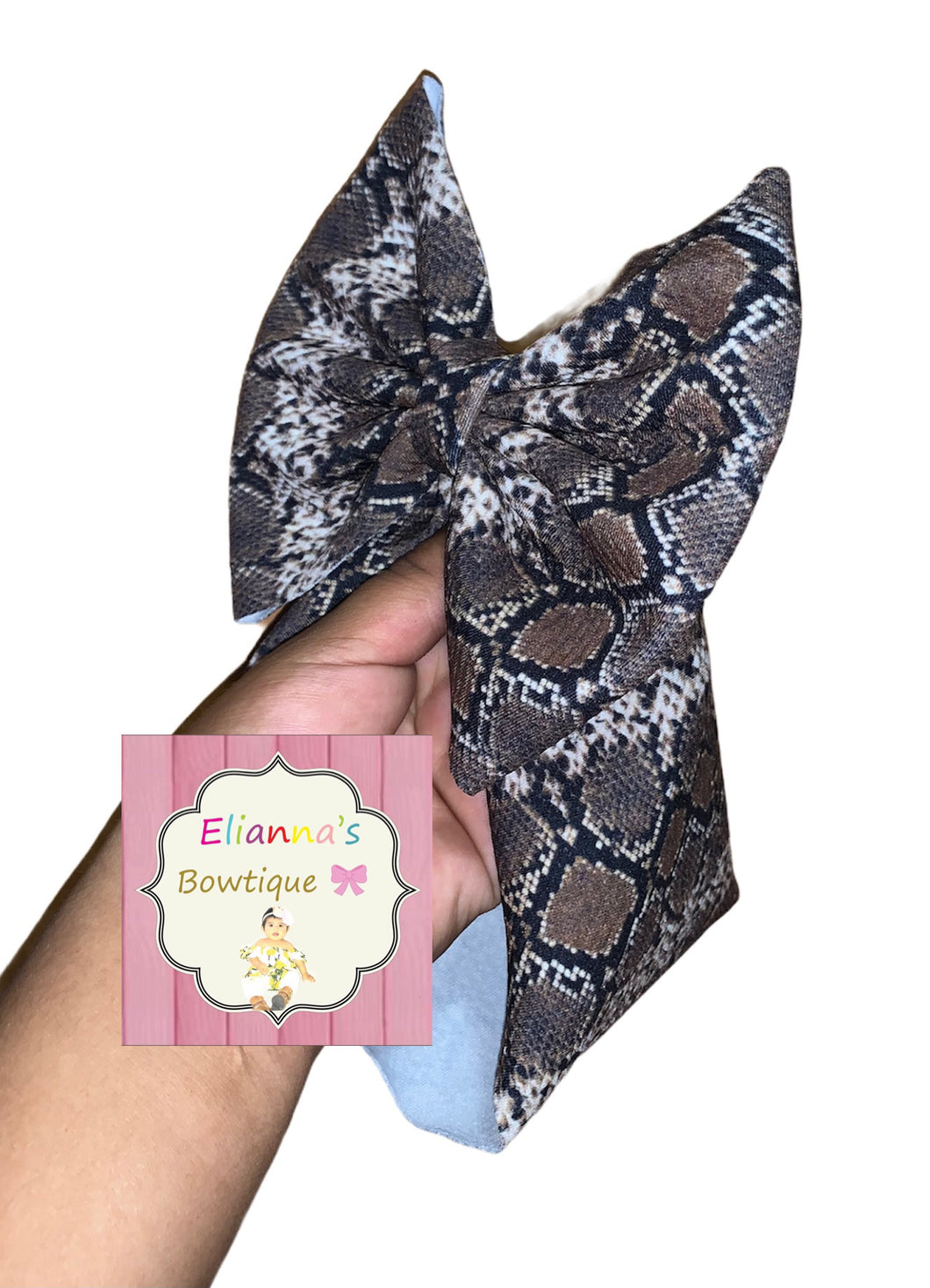 Brown Snake skin headwrap/clip bow/Vibora/