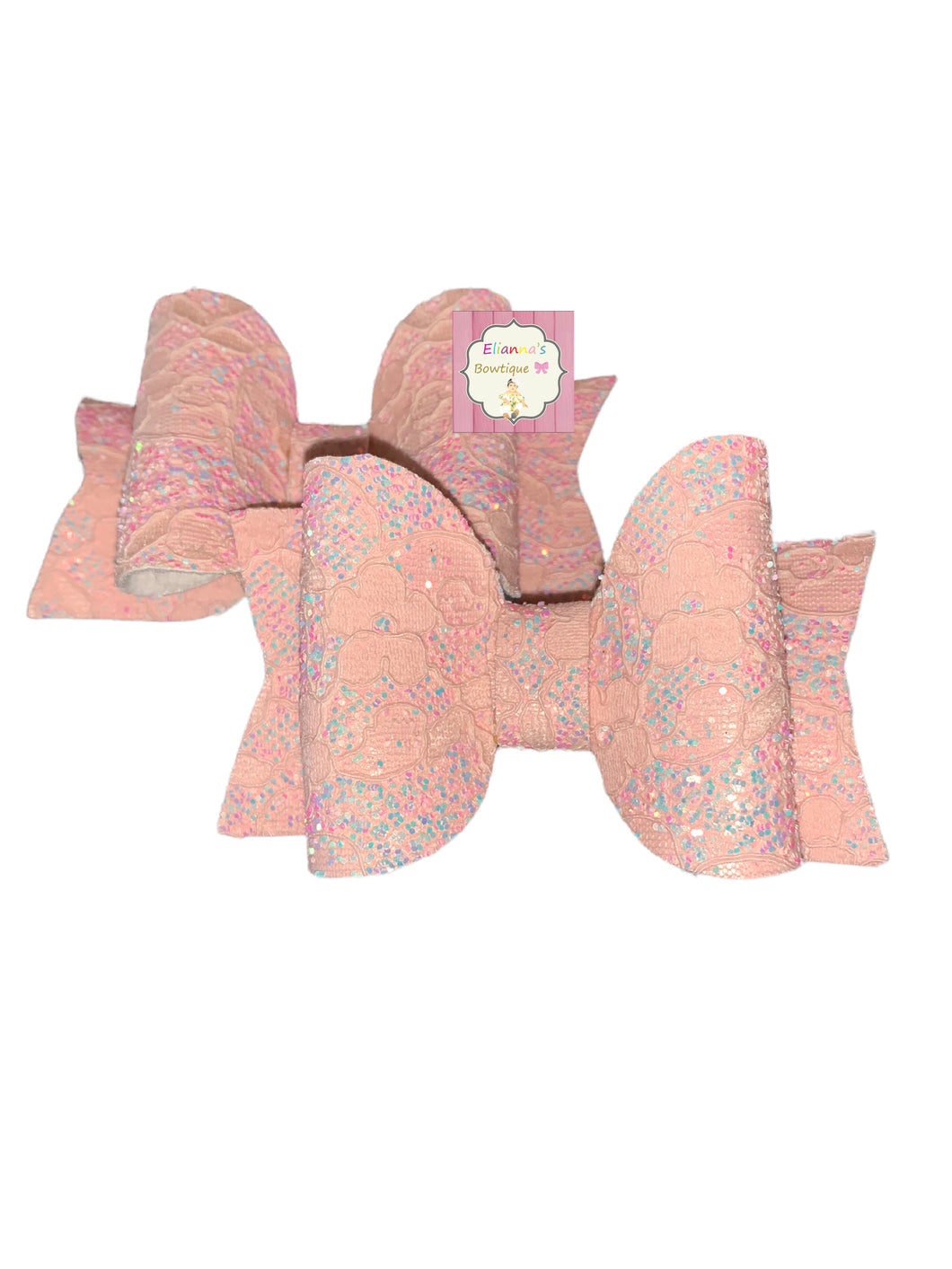 Light pink Piggy tails Set Hair Bows/Faux Leather /paresitos/chongitos/encaje