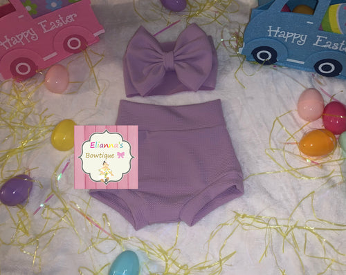 Lilac set headwrap and bummie/easter/solid color/summer