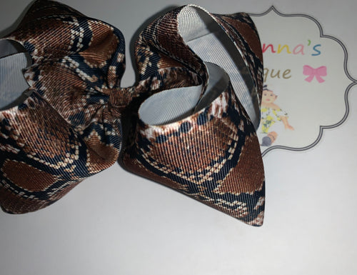 Snakeskin print Hair Bow / moño /vibora - Elianna's Bowtique