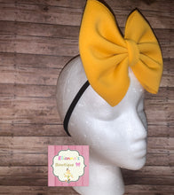 Cargar imagen en el visor de la galería, Baby puff nylon headband /clip bow/dark yellow