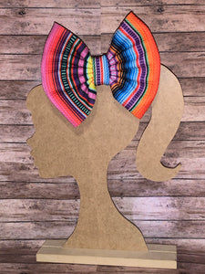 Serape hair bow/nylon headband/cinco de mayo