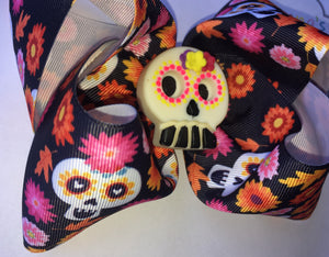 Halloween Hair bow mexican skull/ Dia de Muertos
