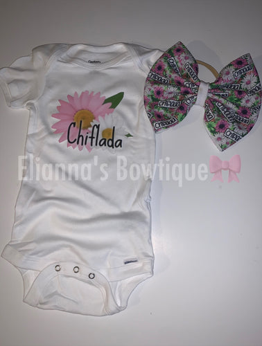 Baby Chiflada set onesie and nylon headband/