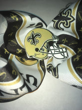 Load image into Gallery viewer, New Orleans Saints Football Hair Bow - Elianna&#39;s Bowtique