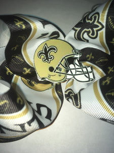 New Orleans Saints Football Hair Bow - Elianna's Bowtique