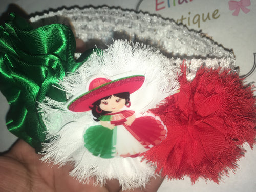 Baby Tricolor headband / mexican / cinco de mayo - Elianna's Bowtique