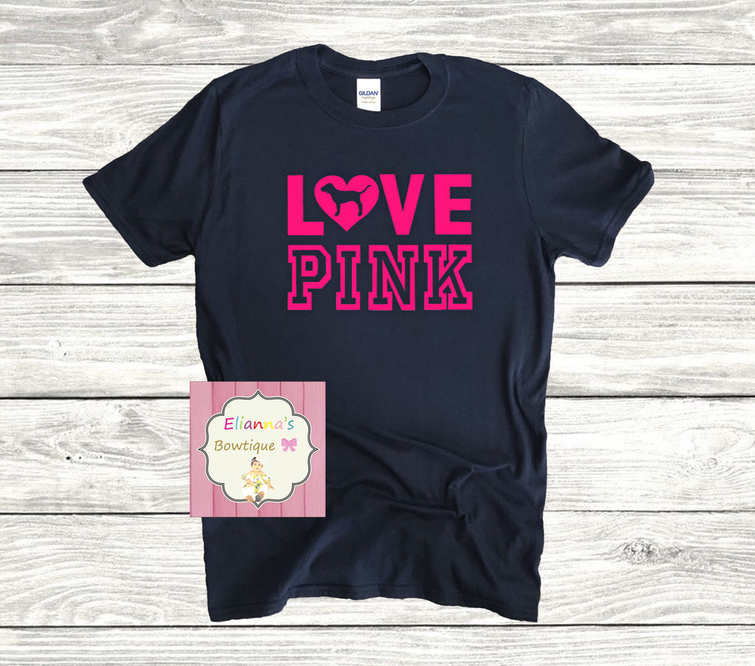 Black love pink shirt/unisex/adult /kids