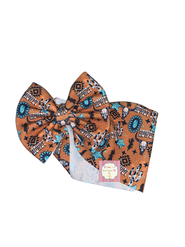 Baby howdy longhorn headwrap/bull/ cow print