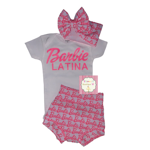 Barbie Latina Set headwrap,bummie and Shirt/