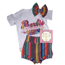 Cargar imagen en el visor de la galería, Barbie Mexicana set shirt ,bow and bummie /cinco de mayo