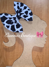 Load image into Gallery viewer, Black Cow print hair bow/clip bow/vaca/western