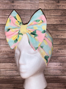 Baby pink lemon headwrap/summer/fruta/limon