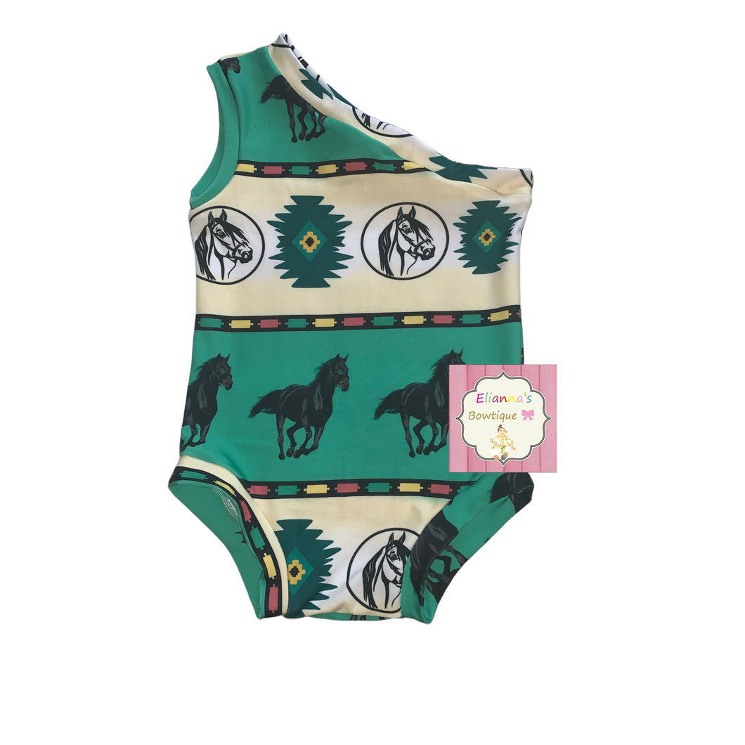 Horses one shoulder leotard/leotardo/caballos