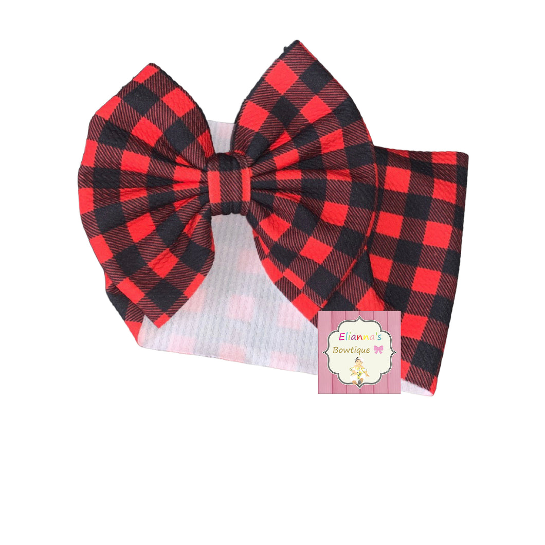 Red plaid Christmas headwrap/navidad/buffalo