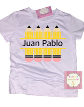 Cargar imagen en el visor de la galería, Back to school shirts/custom name/pencil unisex