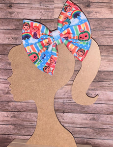 Cocomelon hair bow/nylon headband