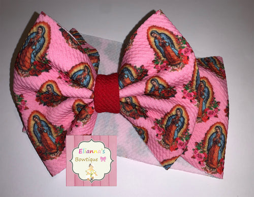 Pink Virgen de Guadalupe headwrap /EXCLUSIVE