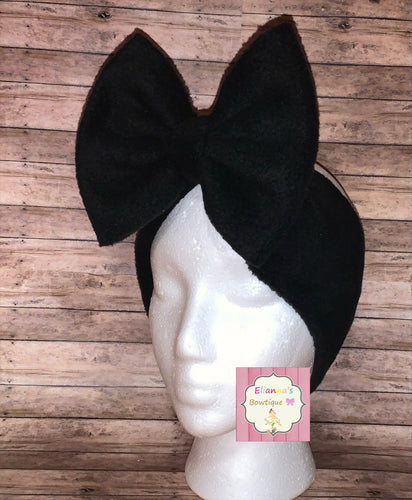 Black solid color warm headwrap/cold/baby/adult headband/like