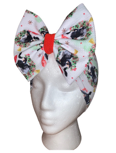 Christmas cow headwrap/headband//bow/navidad