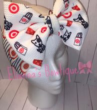 Load image into Gallery viewer, Red Target baby headband /headwrap/shopping