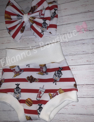 Baby Chick fil A Set headwrap & Bummie - Elianna's Bowtique