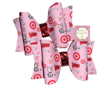Load image into Gallery viewer, Pink shopping piggy tails Set bows/pares/vinyl/chongitos