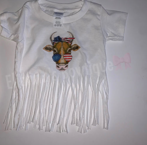 Cowhide 4th of July shirt/fringe /mommyandme/ Cowgirl/western