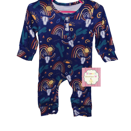 Boys western  blue romper/niño/longhorn