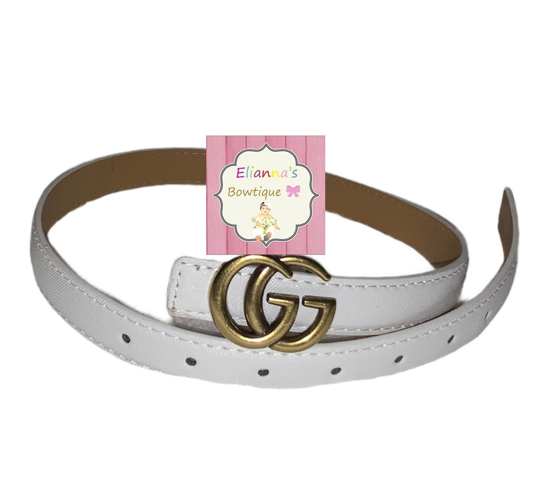 White GG belt /unisex /baby / toddler/belts