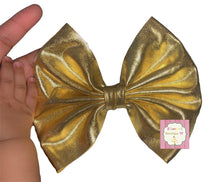 Load image into Gallery viewer, Christmas Gold headwrap/clip bow/Navidad