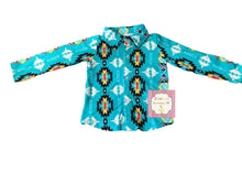 Load image into Gallery viewer, Blue Aztec print boys shirt /Men and kids shirt/niño/ button up shirt/cowboy