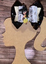 Load image into Gallery viewer, Boujee Black clay doll hair bow/vinyl/moños